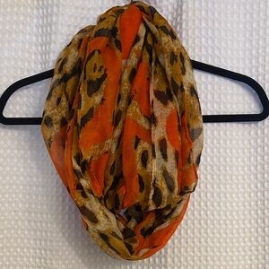 Leopard Print Orange Scarf